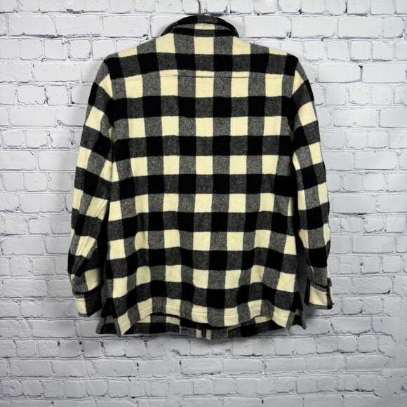 Lauren Ralph Lauren Black White Check Wool Blend Full Zip Flannel Jacket Size M - Picture 6 of 9